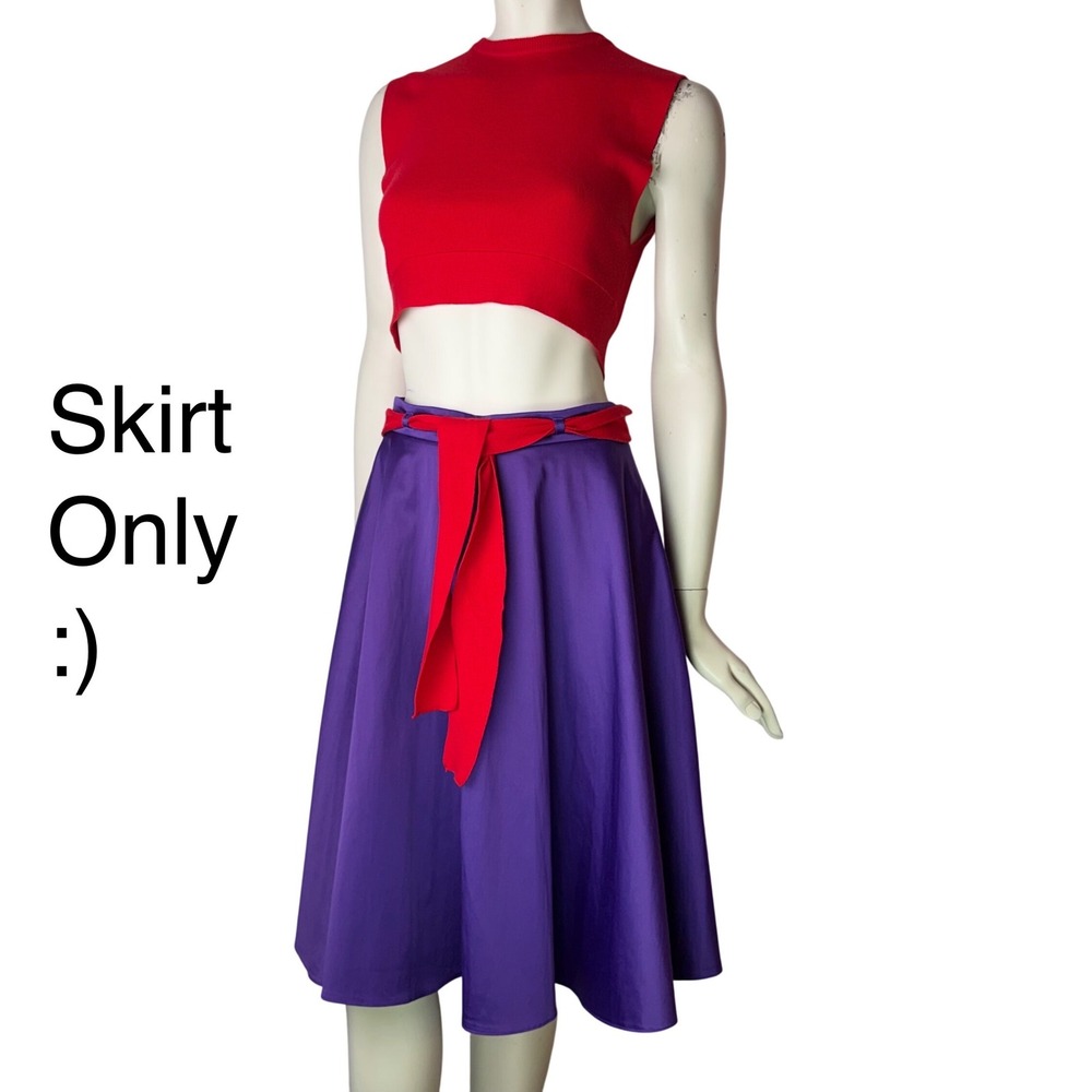 Principles Ben de Lisi Satin Circle Skirt Purple High Waist Flared Pinup Midi 10